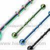 Fancy Titanium Plating Triple Notched Non - Toxic 14g Industrial Barbells / Unique Anodized Ear Pier