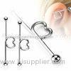 Heart - Shaped Screw Industrial Barbells Jewelry / 316L Surgical Steel Tongue Ring Piercing