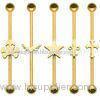 Skull Unisex Tongue Ring Piercing Titanium Gold Plating Industrial Barbells / Gold Tongue Rings Pier