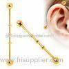 Gold Fashion Unisex Customized Industrial Barbells Jewelry / IP Gold Plating Tongue Barbell Piercing