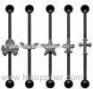 Black PVD Men, Guy Non - Allergic Attached Skull Industrial Barbells Jewelry / Black Anodized Pierci