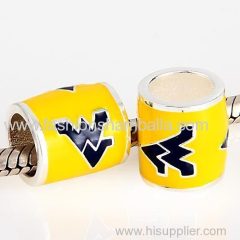 Sterling Silver Enamel Yellow WVU Beads European Style