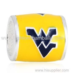Sterling Silver Enamel Yellow WVU Beads European Style
