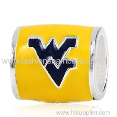 Sterling Silver Enamel Yellow WVU Beads European Style