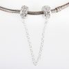 925 Sterling Silver European Style Safety Chain with Crystal For Bracelets