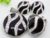 Black Murano Glass with Rhinestone Stainless Steel jewelry set 1900214