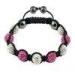 High quality 10mm Hematite Crystal Bangle Bracelets with white & dark pink crystal beads