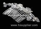 crystal, Rhinestone flower hair comb bridal jewelry hair accessories silver coat for women