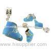 Handmade bright 925 engraved silver charm engraved blue shoe-shaped pendants