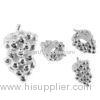 Handmade succinct grapes - shape engraved silver charm pendants of costume jewellery