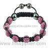 OEM / ODM Dark Pink Beads With Hematite Black Rope Crystal Bangle Bracelets