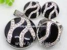 Black Murano Glass with Rhinestone Stainless Steel jewelry set 1900214