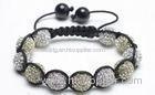 Shamballa Cross Bracelet, Light Yellow & Clear Crystal Pave Alloy Beads