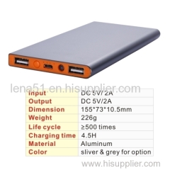 Promotional super slim dual USB output mobile Power Bank charger