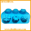 Silicone six different flower shape cavities cake mold