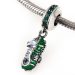 Wholesale European Sterling Silver Dangle Tropical Seahorse with Emerald Austrian Crystal Charm