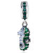 Wholesale European Sterling Silver Dangle Tropical Seahorse with Emerald Austrian Crystal Charm