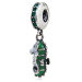 Wholesale European Sterling Silver Dangle Tropical Seahorse with Emerald Austrian Crystal Charm