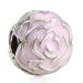 Fashion Design Sterling Silver Rose Garden Pink Enamel Clip Beads