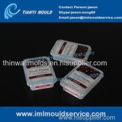 thin-wall moulded rectangle container mold with iml / plastic rectangle boxes mold with in mold label