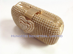 Heart Clasp Luxury Dazzling Crystal Rhinestone Full Covered Evening Clutch Bags Handbag Purses HHJ-1006