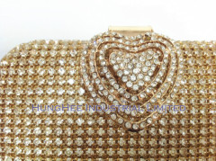 Heart Clasp Luxury Dazzling Crystal Rhinestone Full Covered Evening Clutch Bags Handbag Purses HHJ-1006