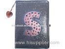 Sequin special Hard Cover Notebooks with Rhinestones Ribbon Divider / Black notebook