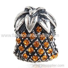 Cheapest Sterling Silver Sparkling Pineapple Beads with Topaz Austrian Crystal European Style