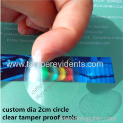 dia2cm circle clear vinyl label bottle security seals
