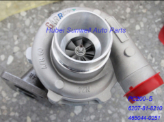 TO4B59 turbo 465044-0251 for Komatsu PC200-5 excavator 6207-81-8210 S6D95L engine turbocharger