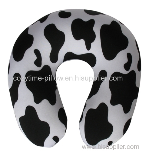cow design spandex travel neck pillow with foam filling