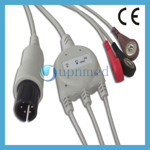 One piece 3-lead ECG Cable with leadwires