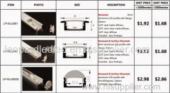 Recessed super slim led aluminium profile with led strips ligting