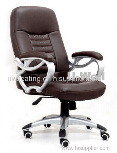 Brown leather shiny office style furniture chair seating in High back PU chair