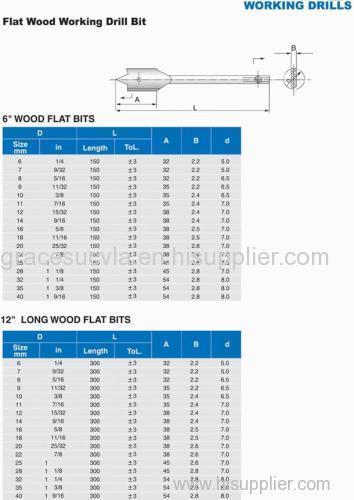 Flat wood working drills