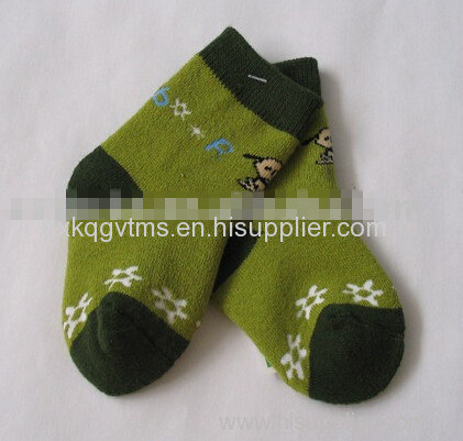 children cotton terry carton socks kids crew full terry socks