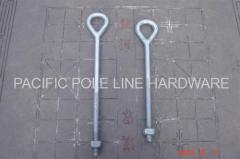 hot forged oval eye bolt with square nut, HDG