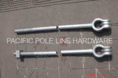 hot forged twin eye bolt with regular sqare nut hot dipped galvanizing