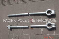 hot forged twin eye anchor rod with square nut hot dipped galvanizing