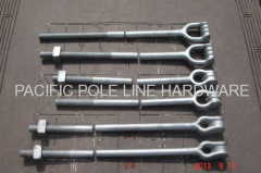 hot forged twin eye anchor rod with square nut hot dipped galvanizing