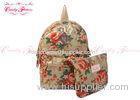 Fashionable PVC Waterproof Ladies Flower Print Backpack Floral school bag