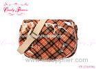Orange Spring Plaid Cross Body Bags for women , 2 internal pockets