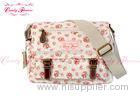 Beauty White Floral Print Girls Messenger bags in Waterproof Cloth