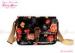 Reusable Black Floral Girls Messenger Bags / bookbags for students