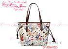 White Cloth floral print tote bag / Ladies Large Handbags Multi function