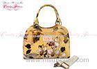 Classical Yellow Womens Tote Bags ladies big handbags with Flower Printed