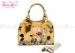 Classical Yellow Womens Tote Bags ladies big handbags with Flower Printed