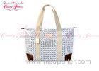 Blue and White Floral Big Womens Tote Bags with Single Shoulder