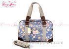 Vintage Blue fashion Womens Tote Bags Floral printed handbags