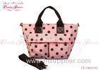 Lovely Ladies Fashion Floral Print Handbags in pink and brown polka dot